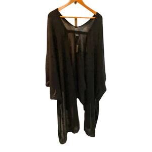 Vince Camuto black acrylic shawl cape wrap cardigan One Size  waterfall design